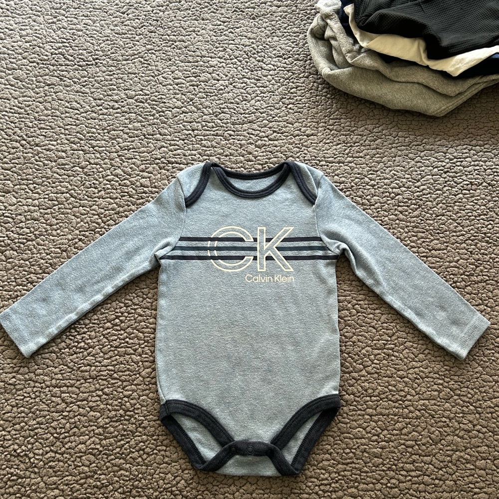 Calvin Klein Blue and Black Baby Bodysuit